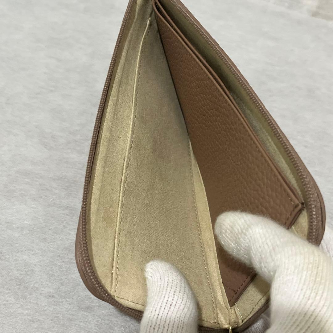【美品✨】アタオ　スリモ　ケリー　長財布　L字ファスナー　アーモンド