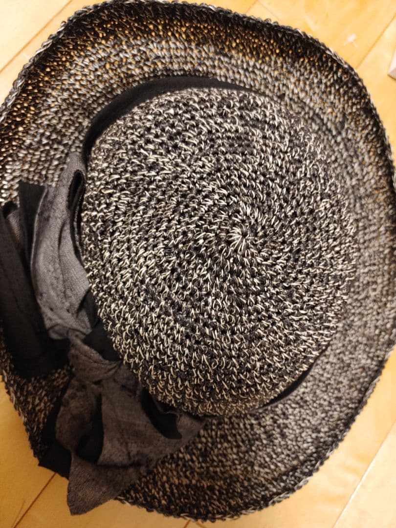 カシラ新品サイドリボンリボン付き黒白ハット