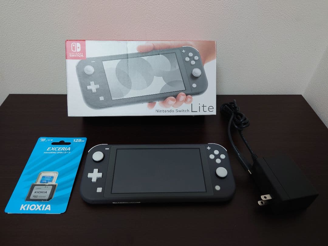 【ほぼ未使用】Switch Lite グレー 本体 +128GB microSD