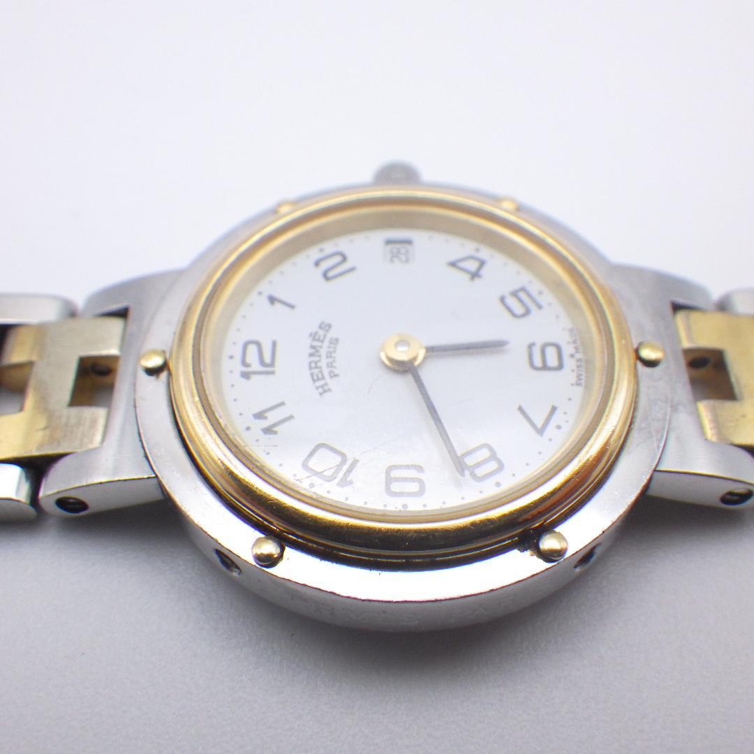 稼働 エルメス クリッパー 腕時計 クォーツ レディース ホワイト 箱付き