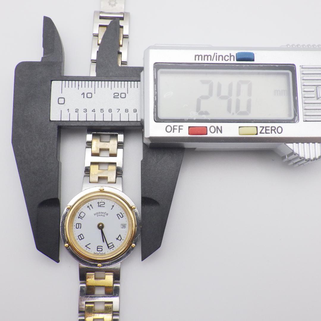 稼働 エルメス クリッパー 腕時計 クォーツ レディース ホワイト 箱付き