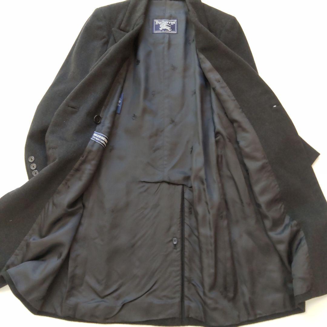 極美品 バーバリー カシミヤ100％ ダブル チェスター ロング コート グレー