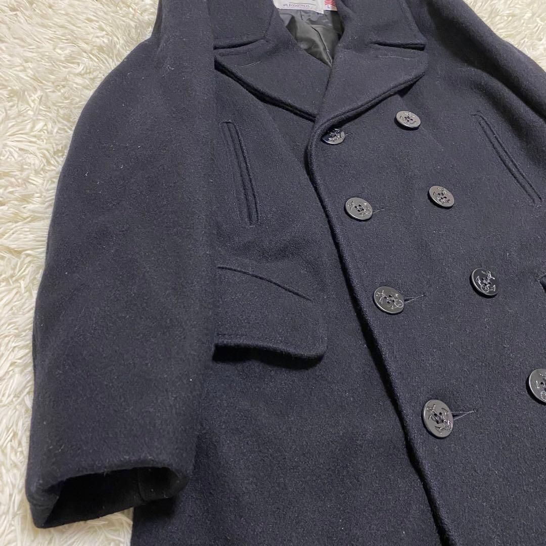 【美品◦現行✨】schott メルトン 714US ダブルチェスターコート 黒L