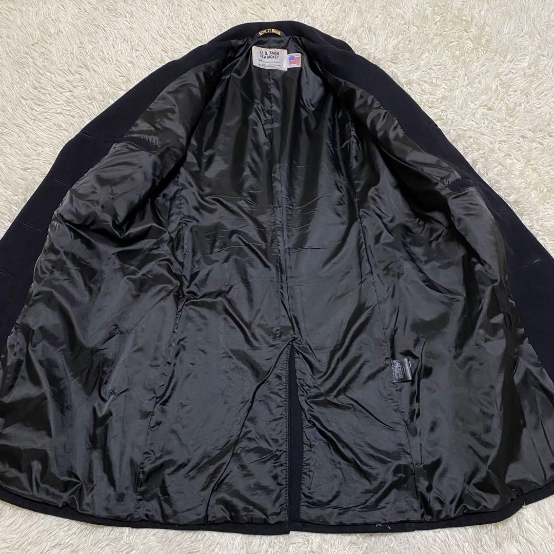 【美品◦現行✨】schott メルトン 714US ダブルチェスターコート 黒L