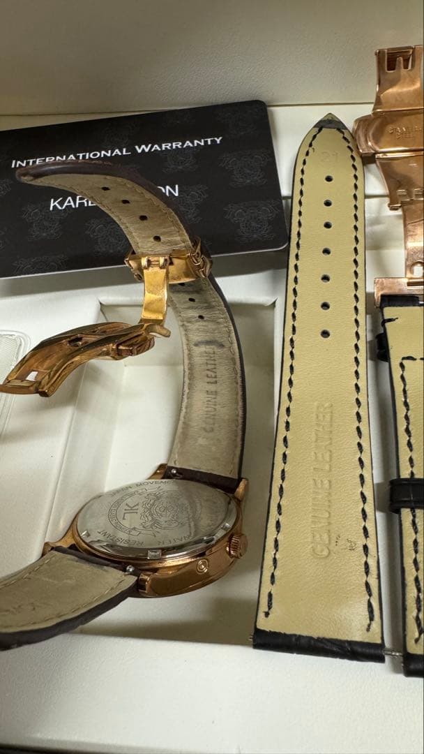 ロ*ル様 KARL-LEIMON ホワイトダイヤル レザーベルト 時計