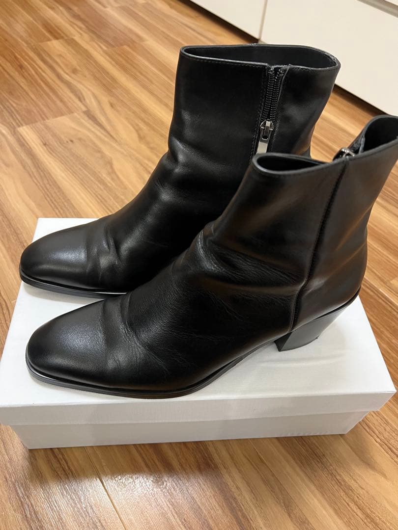 Luis ブラックレザーショートブーツ 41