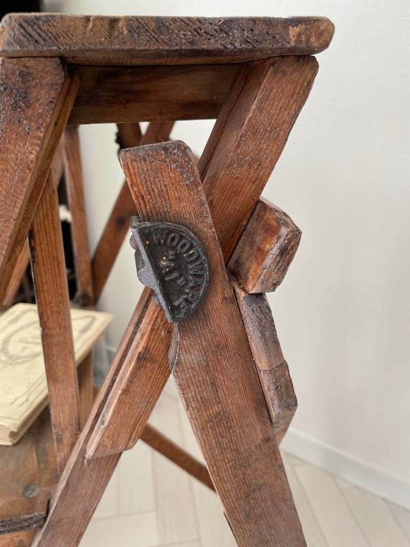 イギリスアンティーク　木製ステップラダー