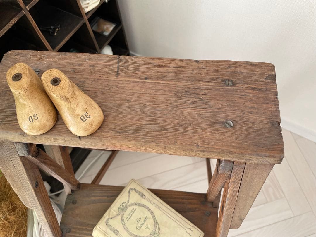 イギリスアンティーク　木製ステップラダー