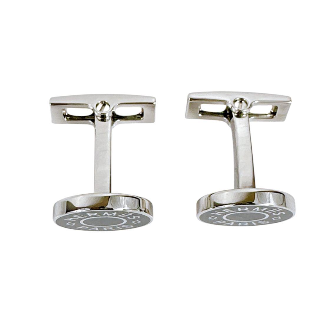 HERMES エルメス カフリンクス カフス リコル 2 ブラック シルバー