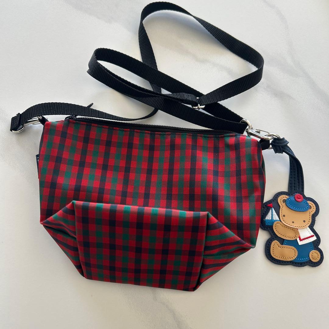 ファミリア familiar チェック舟形ショルダーバッグ