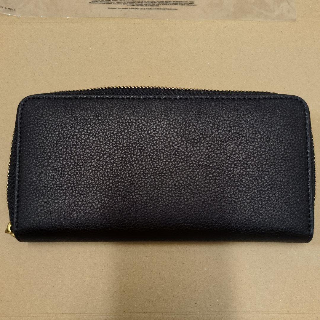 新品未使用、COACHラウンドファスナーロング ブラック 黒 レディース メンズ