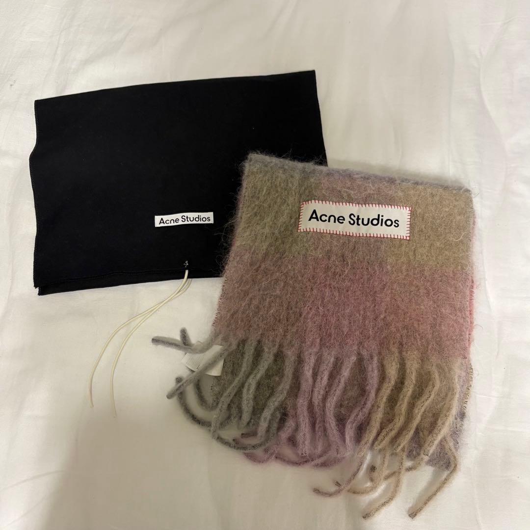 【美品】Acne Studios モヘヤチェックスカーフ マフラー