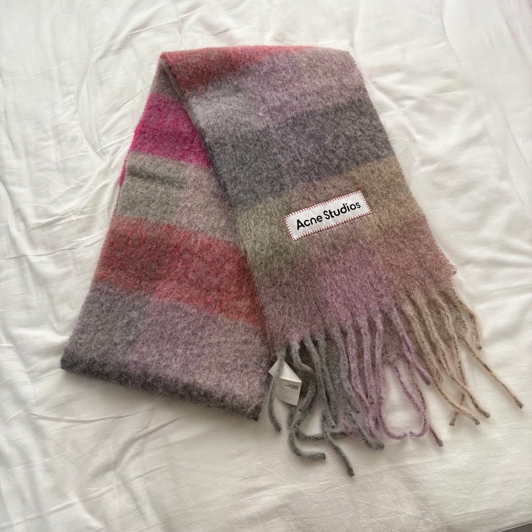 【美品】Acne Studios モヘヤチェックスカーフ マフラー