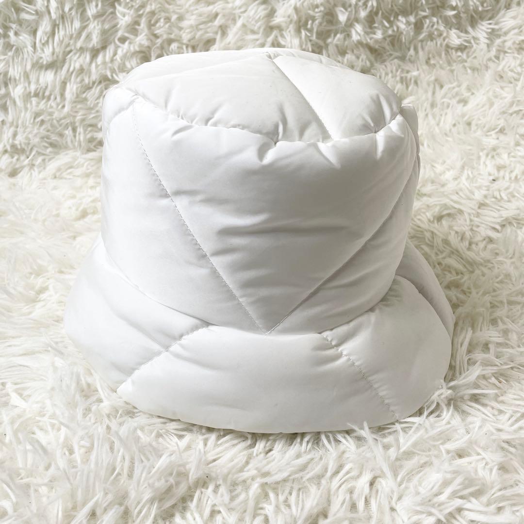 【美品】PRADA 三角 トライアングル ロゴ バケットハット ホワイト L