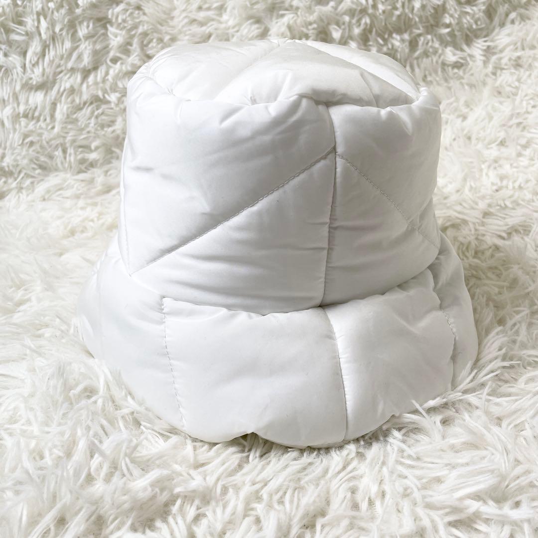 【美品】PRADA 三角 トライアングル ロゴ バケットハット ホワイト L