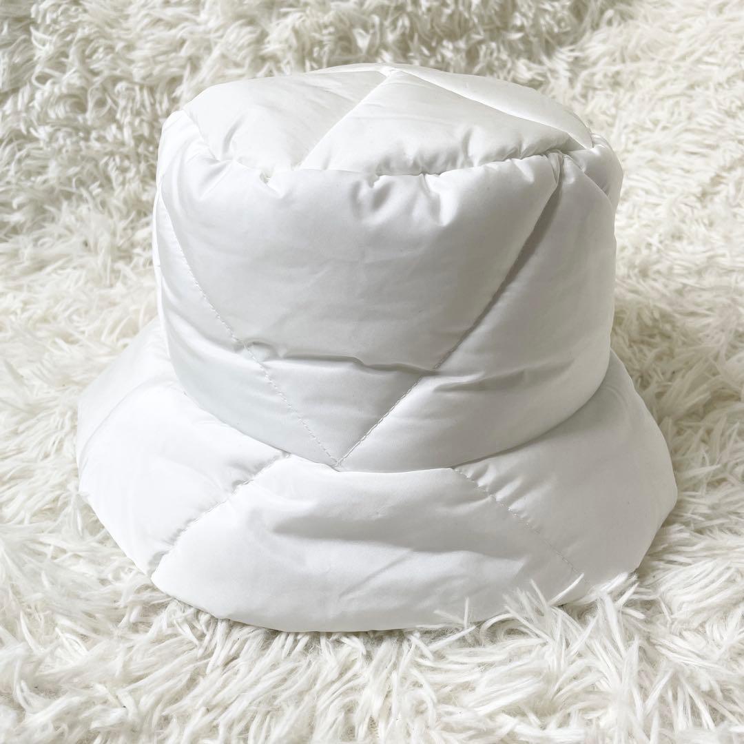 【美品】PRADA 三角 トライアングル ロゴ バケットハット ホワイト L