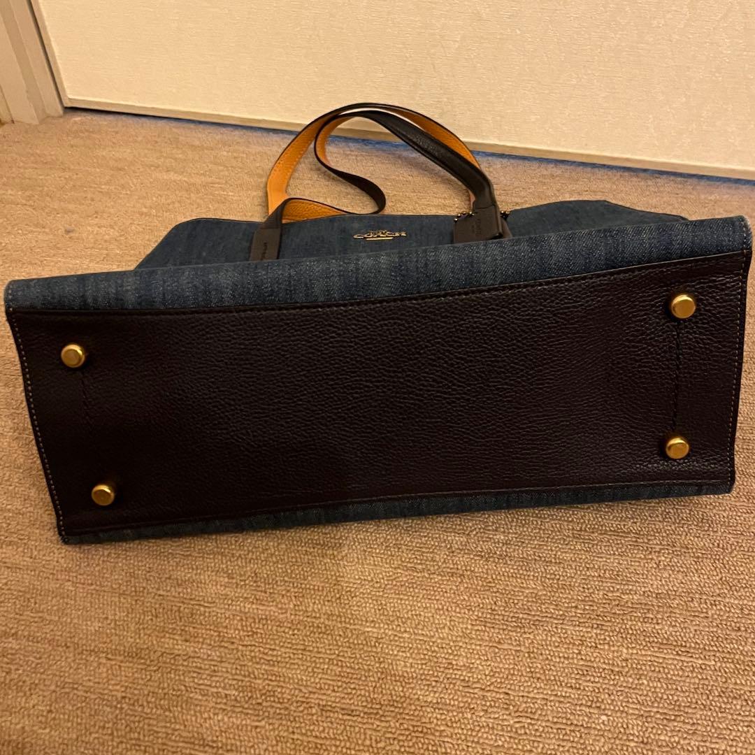 【美品】COACH コーチ チャーリー キャリーオール デニム トートバッグ