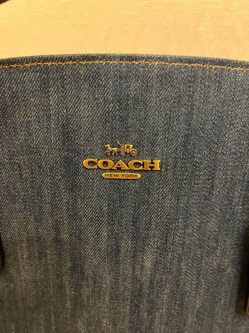 【美品】COACH コーチ チャーリー キャリーオール デニム トートバッグ