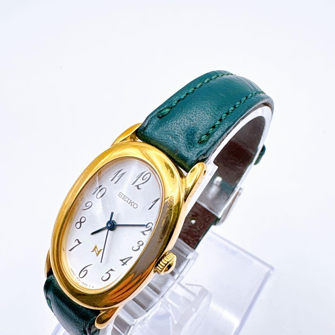 稼働品 SEIKO ゴールド グリーン 腕時計 N 電池交換済 レディース