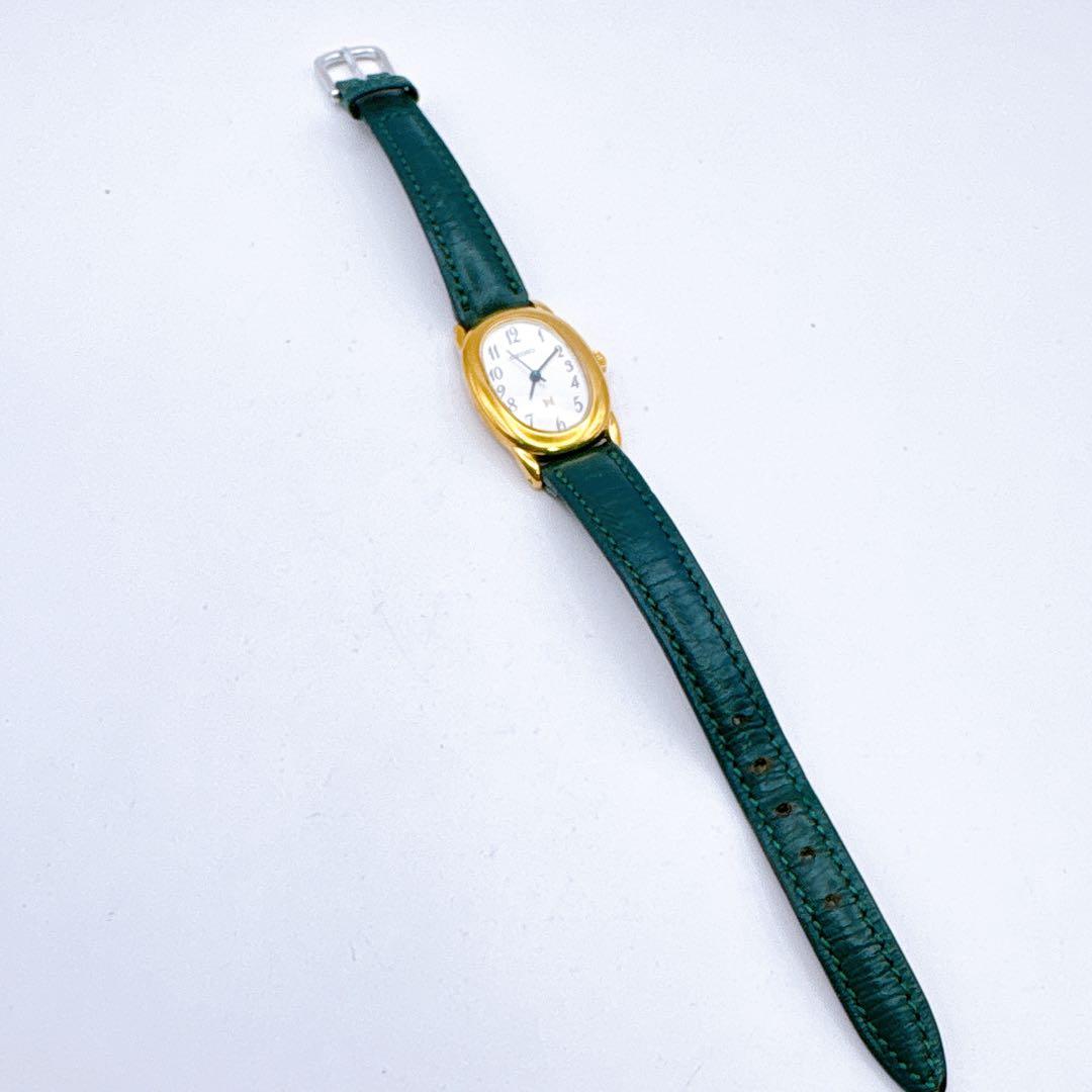 稼働品 SEIKO ゴールド グリーン 腕時計 N 電池交換済 レディース