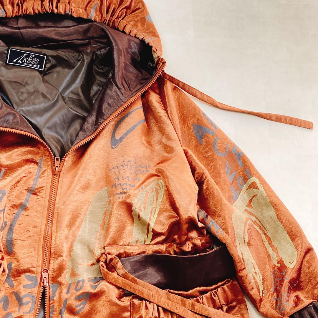 極美品 エイココンドウ ロングコート フーディ 光沢感 パーカー