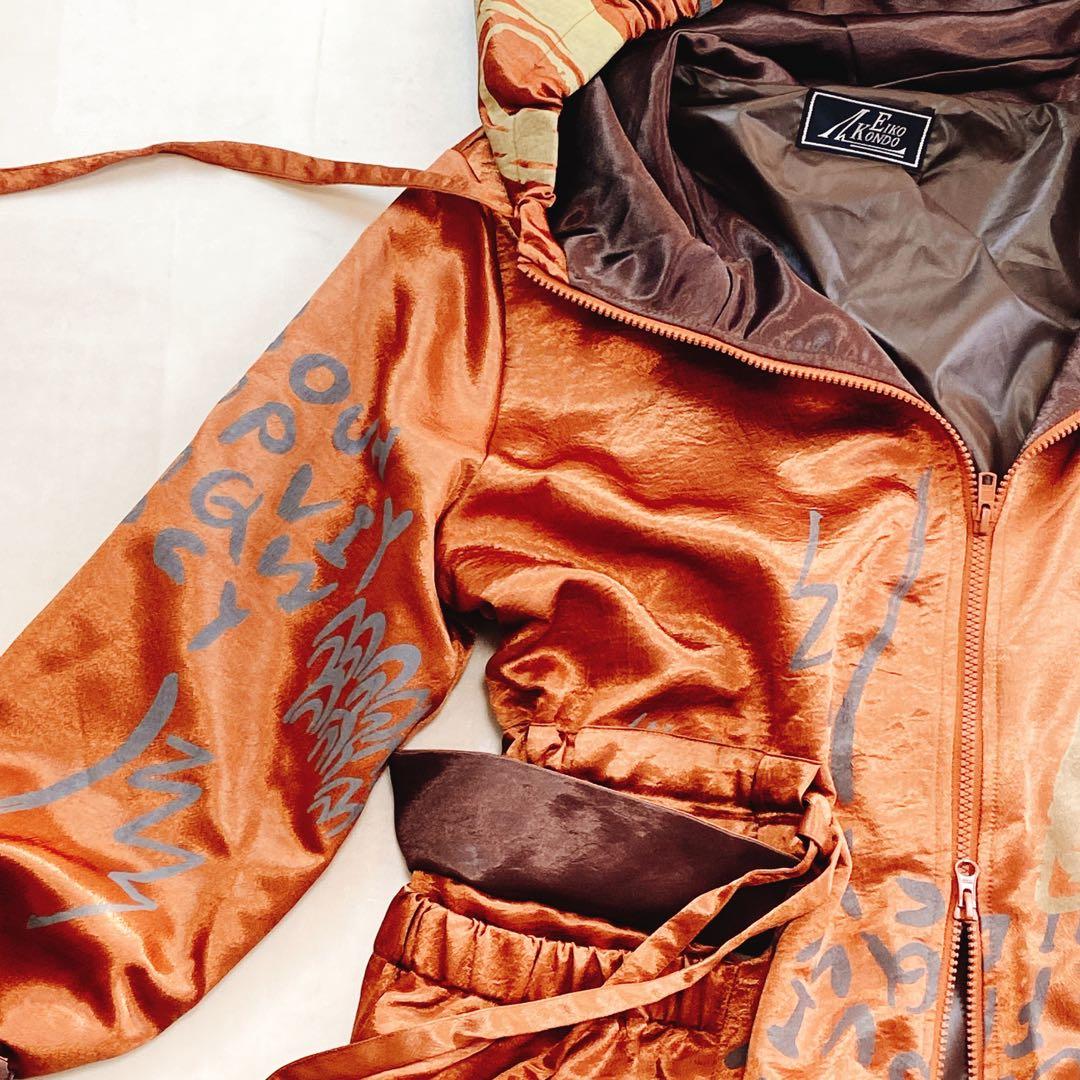 極美品 エイココンドウ ロングコート フーディ 光沢感 パーカー