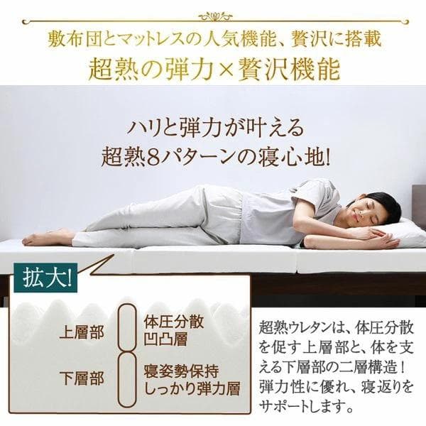 セミダブル マットレス 高反発 三つ折り ベストセラーモデル ブラック 厚さ10