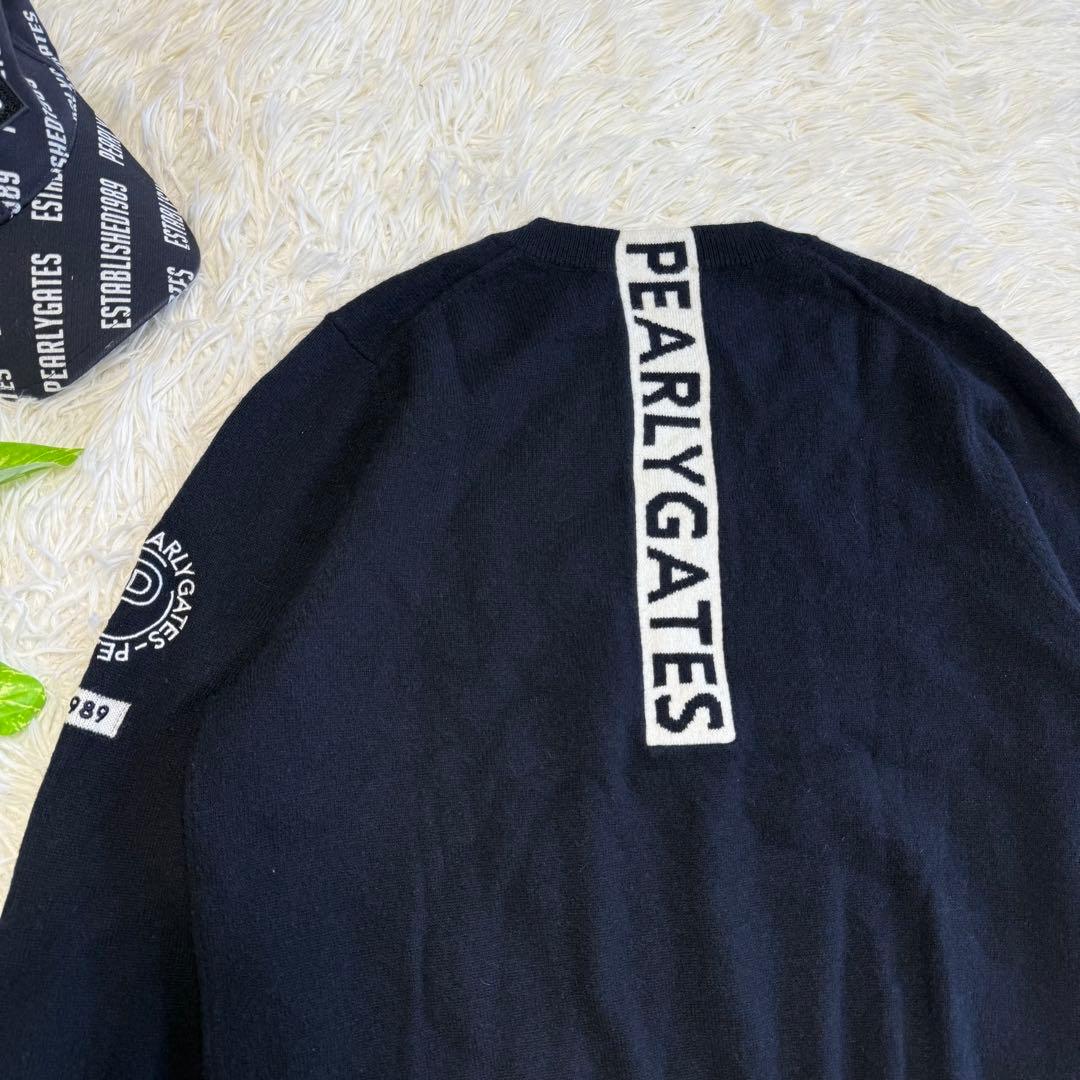 【パーリーゲイツ】美品 カシミヤセーター ネイビー 2サイズ レディース