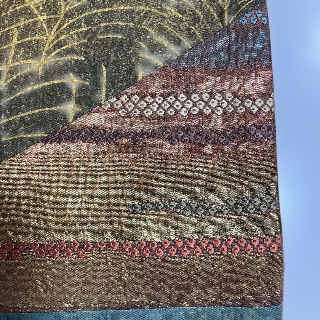 banira 　No.2848 未使用正絹きりばめ大島紬袋帯　証紙　美品