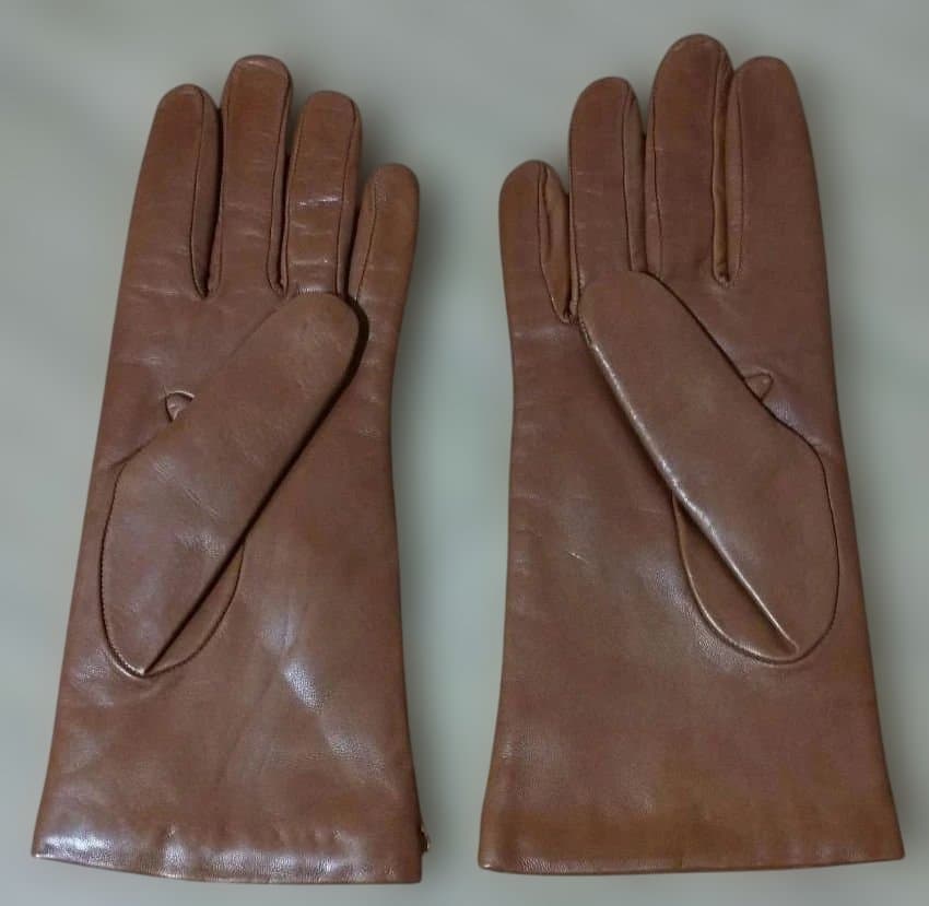 ☆未使用☆Sermoneta gloves 　ブラウン　本革カシミヤ手袋