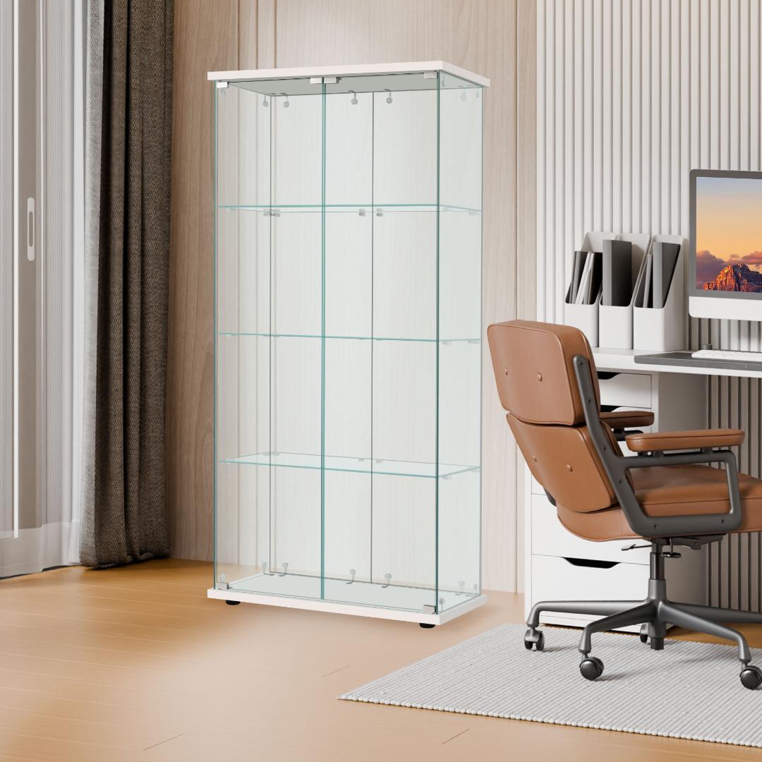 【ホワイト】コレクションケース 両扉タイプ 大型 幅80×奥行37×高164cm