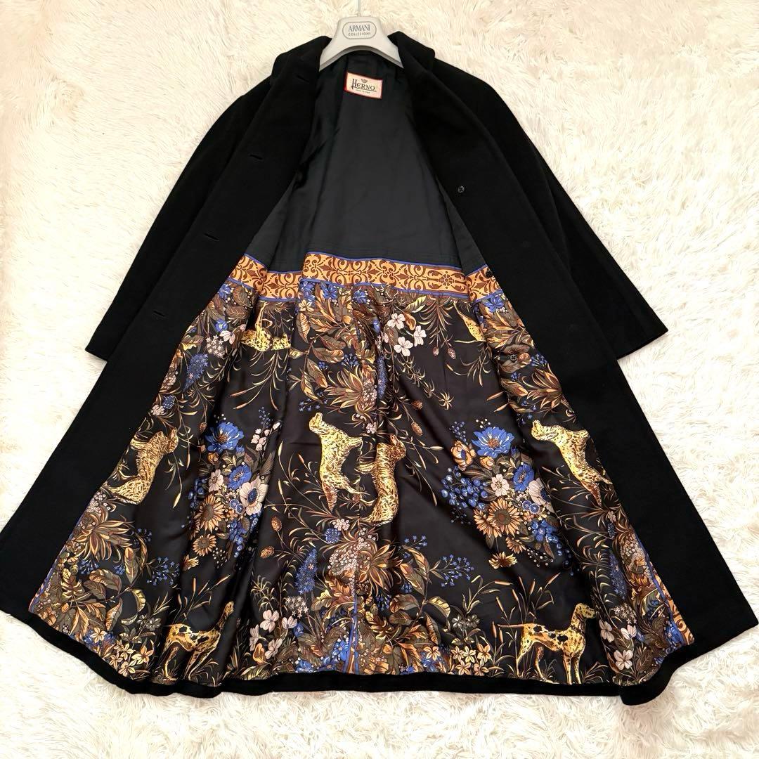 【美品】ヘルノ　カシミヤ シルク　スカーフ　裏地チェスターコート