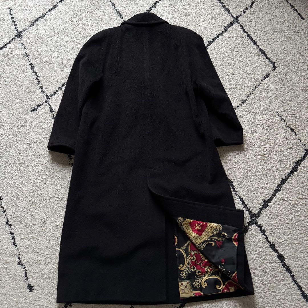 HERNO スカーフ柄 カシミヤ混 ダブル チェスターコート ブラック　40