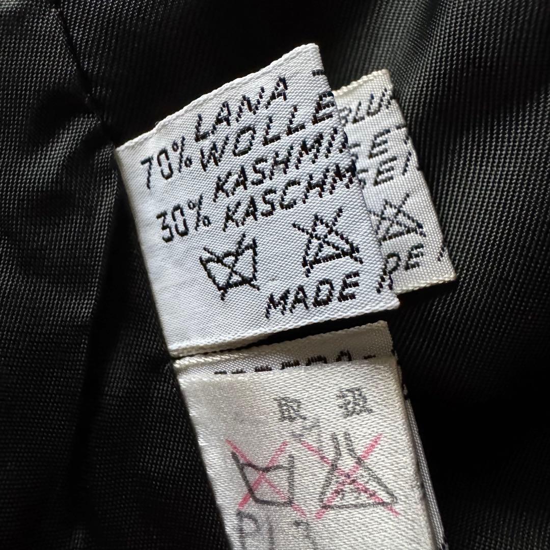 HERNO スカーフ柄 カシミヤ混 ダブル チェスターコート ブラック　40