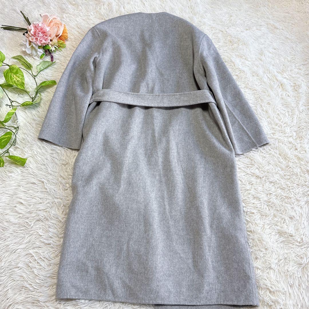 【セオリー】極美品 ダブルフェイスカラーレスガウンコート カシミヤ混 P