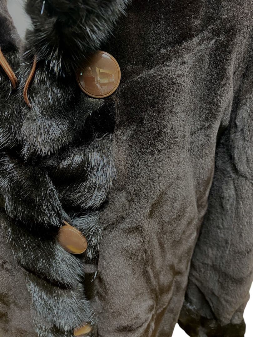 シェアードミンク リバーシブルファーコート ダークブラウン