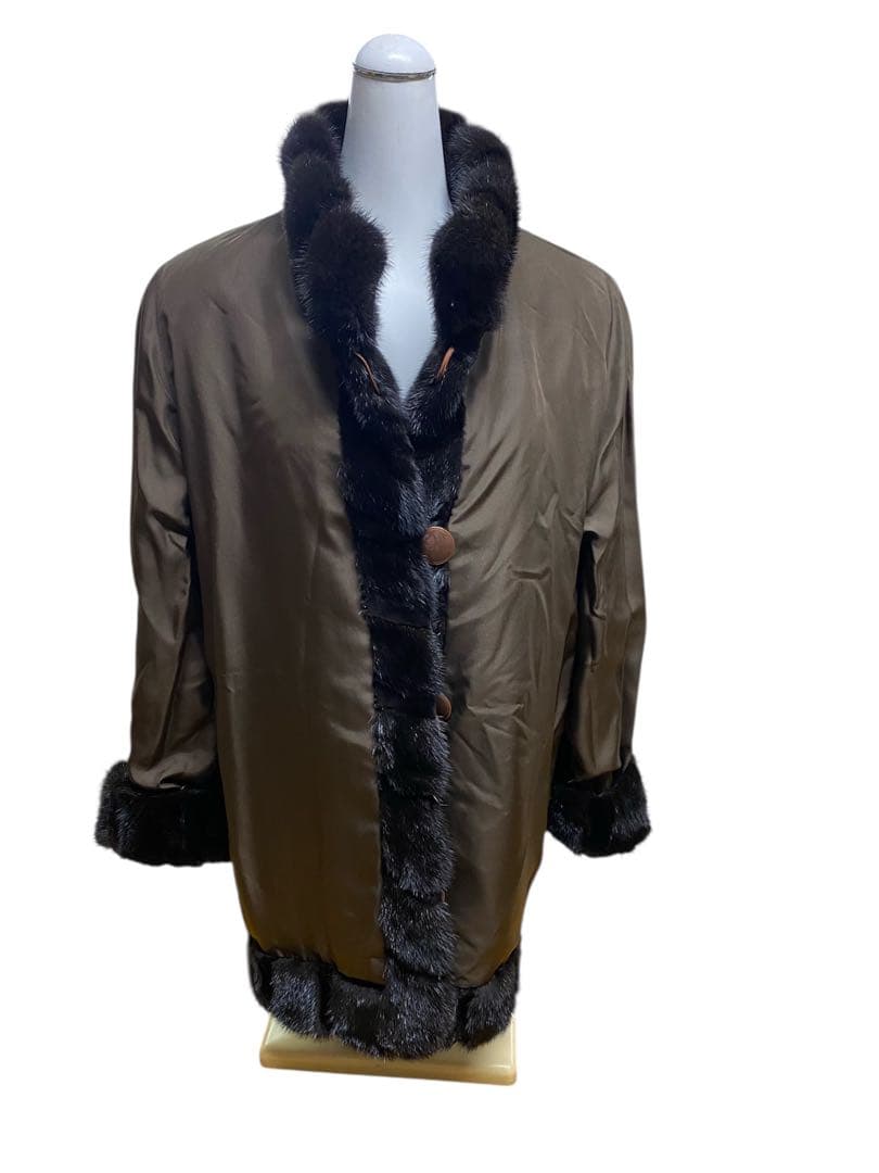 シェアードミンク リバーシブルファーコート ダークブラウン