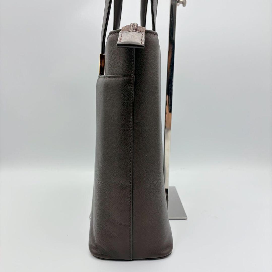 バーバリー トートバッグ ハンドバッグ レザー ゴールド金具 ダークブラウン