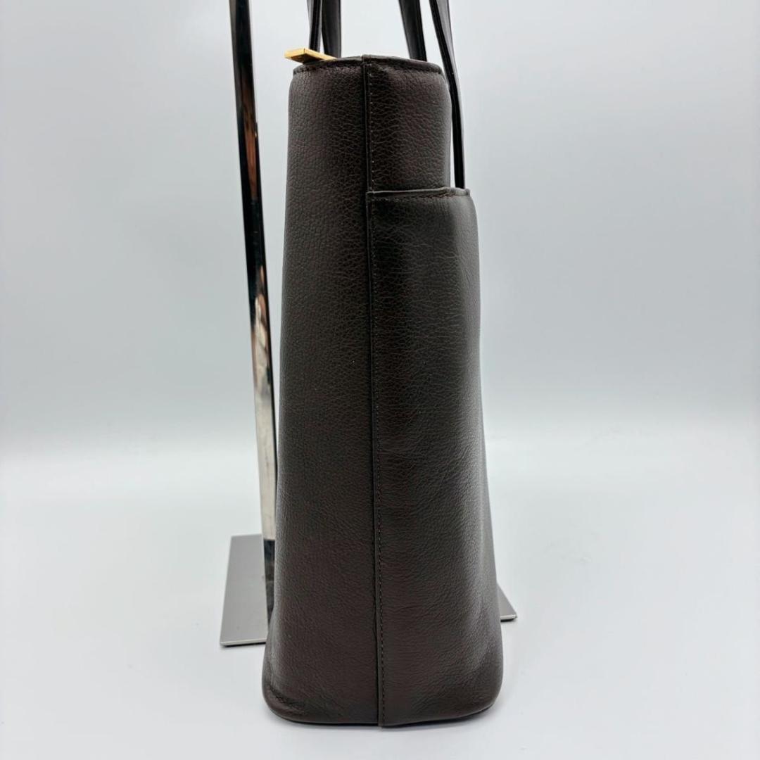 バーバリー トートバッグ ハンドバッグ レザー ゴールド金具 ダークブラウン