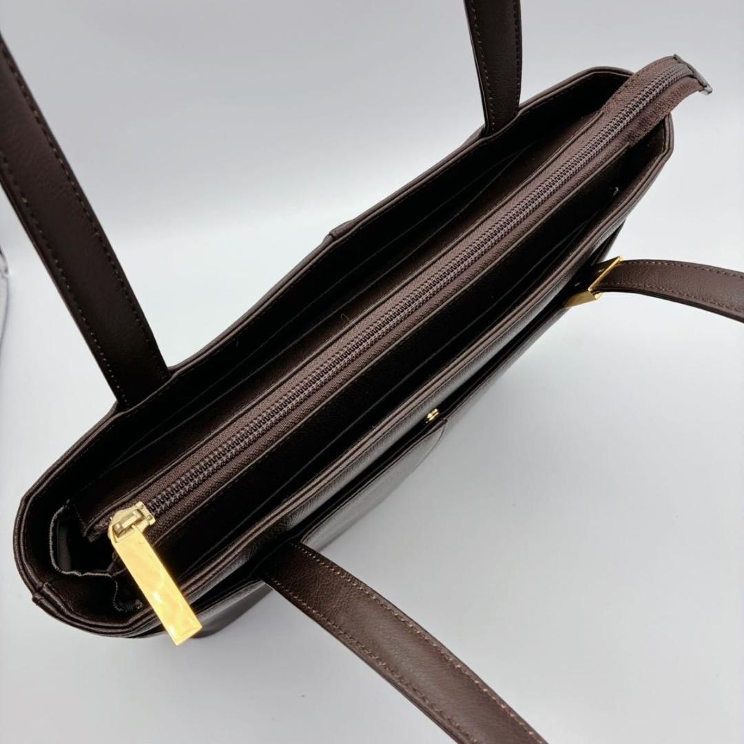 バーバリー トートバッグ ハンドバッグ レザー ゴールド金具 ダークブラウン