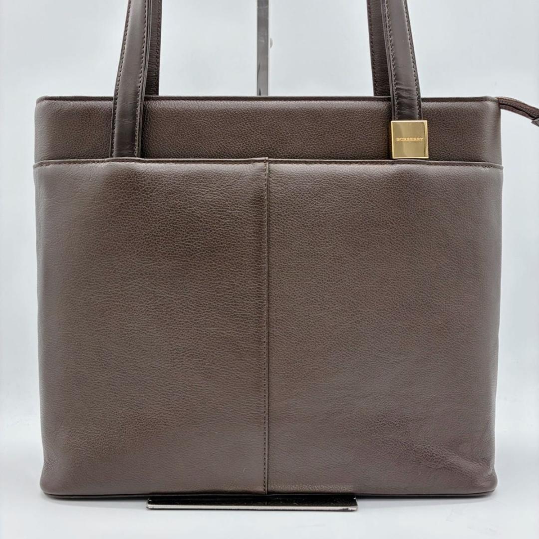 バーバリー トートバッグ ハンドバッグ レザー ゴールド金具 ダークブラウン