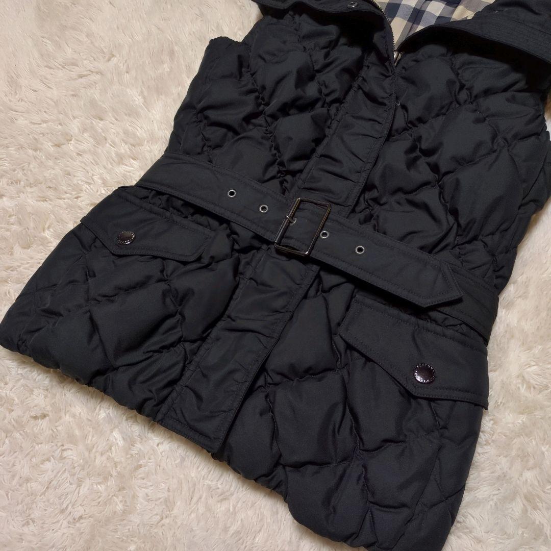 希少美品！BURBERRY LONDON　フードダウンベスト　38　メガチェック