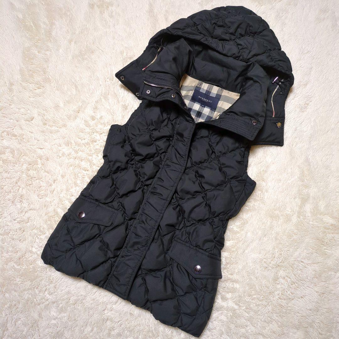 希少美品！BURBERRY LONDON　フードダウンベスト　38　メガチェック