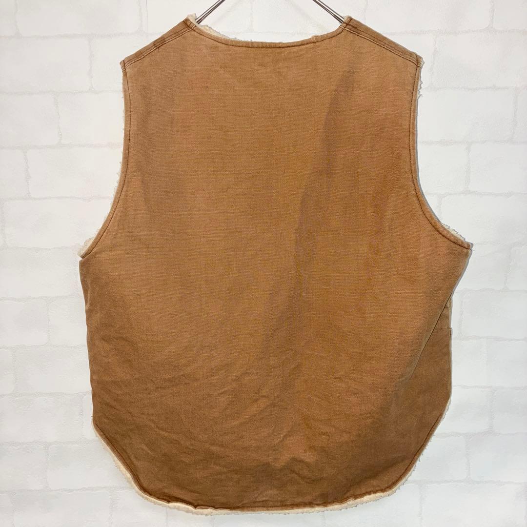 80s Madewell ダック地ワークベスト ボアベスト L キャメルブラウン