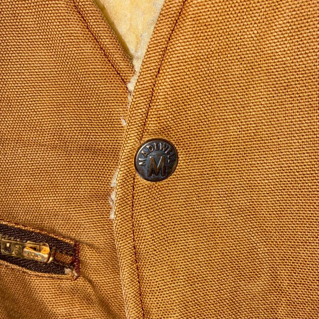 80s Madewell ダック地ワークベスト ボアベスト L キャメルブラウン