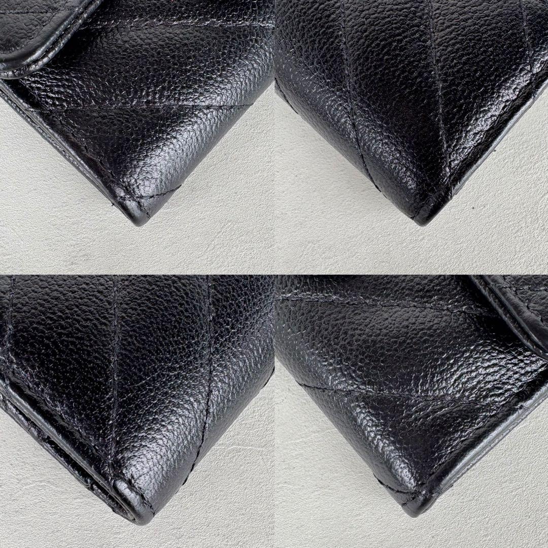 CHANEL Vステッチ　キャビアスキン　ケース　カードケース　財布