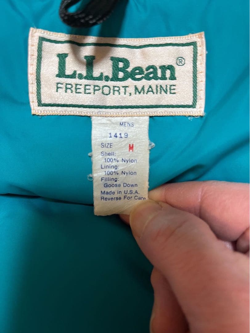 黒*)様 80s usa製 llbean グースダウンベスト ターコイズブルー