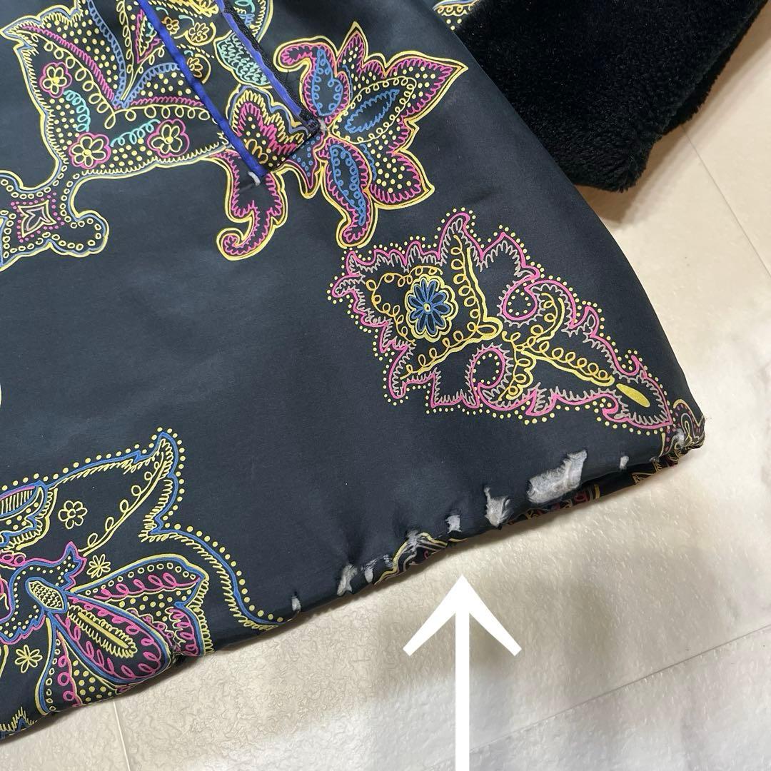 訳アリ　レオナール　シルク100%中綿コート　大きいサイズ13 総柄　ブラック