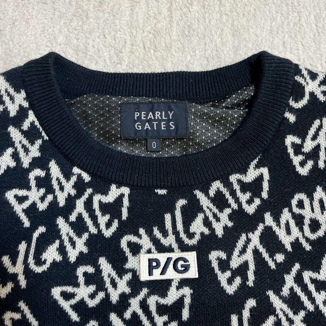 極美品　パーリーゲイツ　近年　蓄熱裏地　防風　スニード　ニット　ロゴ　ブラック