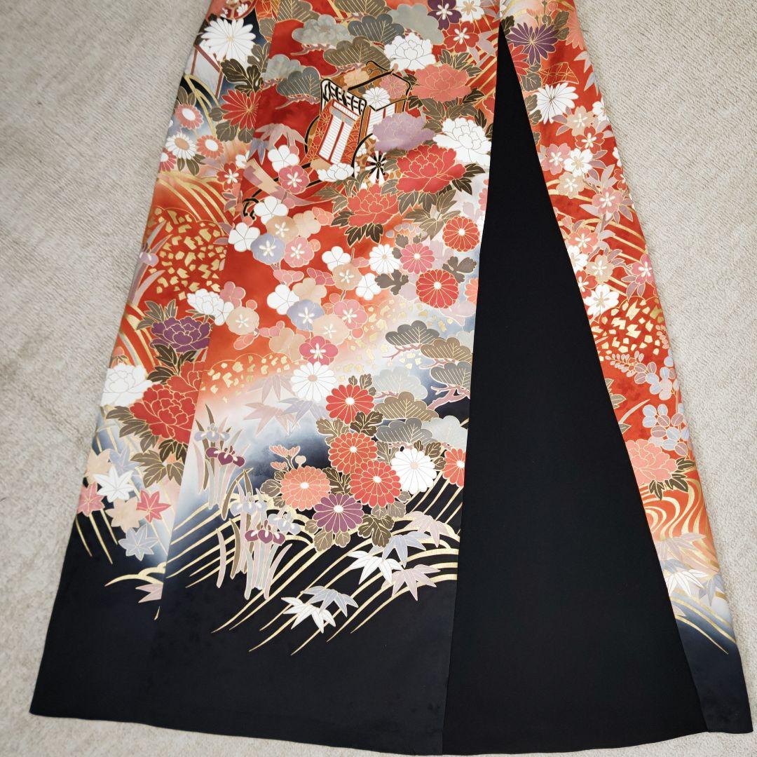 zunezune 振袖ドレス ノースリーブ 着物リメイクワンピース 柄×黒